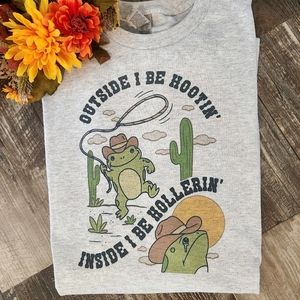 Funny shirt hootin and hollerin humor cute popular frog country western
